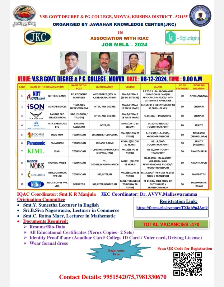 job mela held at VSRGDC movva